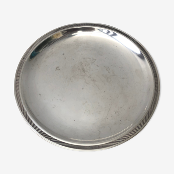 Round silver metal dish