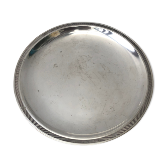 Round silver metal dish