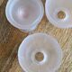 Pair of vintage Westmoreland high tealight candle holders in frosted pink satin