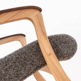 Mid Century Modern Vintage Rocking Chair, Czechoslovakia, 1950s, Reupholstered
