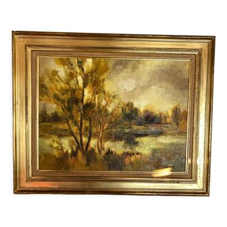 Landscape of Sologne signed Jean Navarre