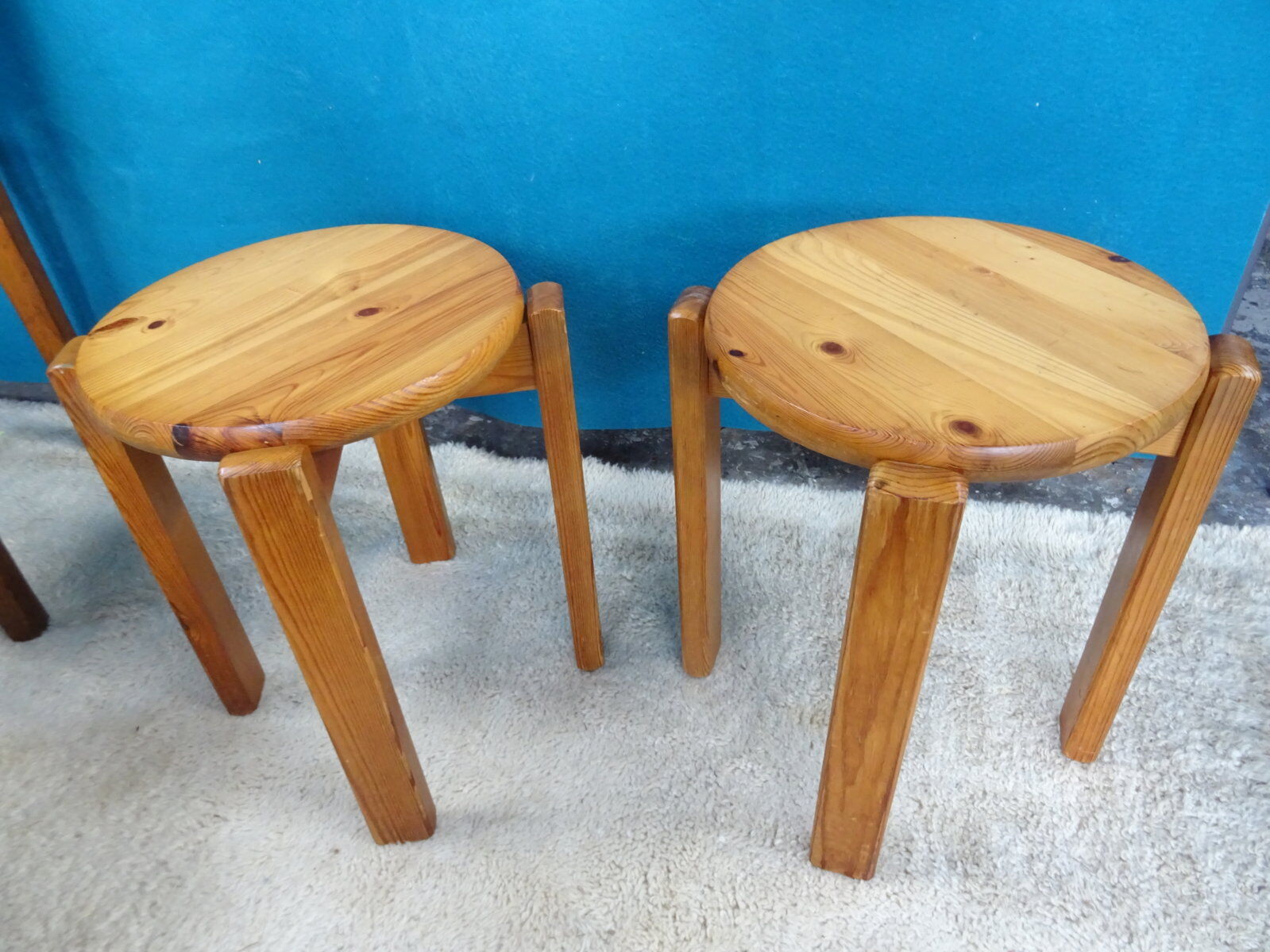 Pair of 70s pine stools