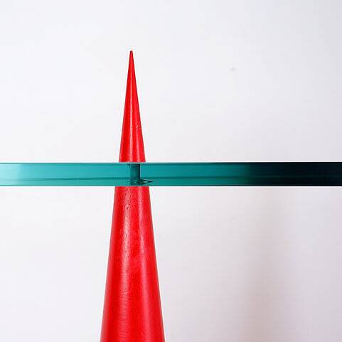 Glass and wood console table in the style of Marcello Pisani