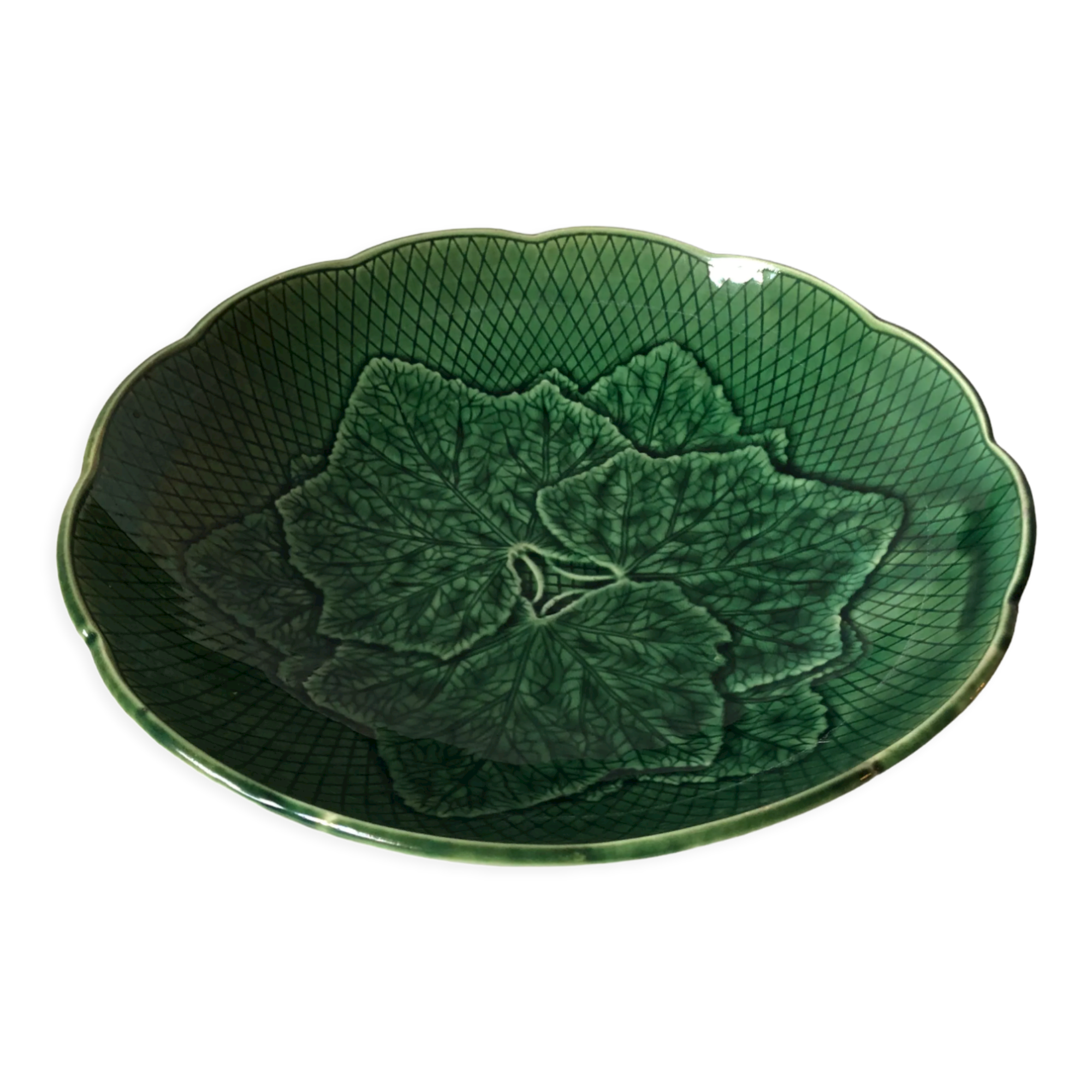 Vintage dish in green earthenware Gien