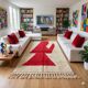 Tapis berbère en laine pure fait main rouge et blanc 150/250 cm
