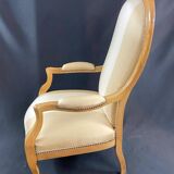 19th century Voltaire armchair in blond beech, Louis-Philippe period