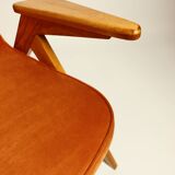 Fauteuil Lounge Vintage Burt Orange par J. Chierowski, 1960, Design Scandinave