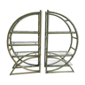 Etageres circulaires amovible sur pied en bambou et verre