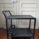 Black service in wood and rattan 70s