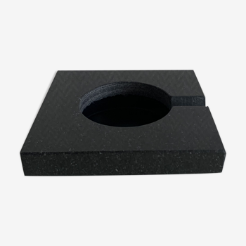 Square ashtray in black spotted marble