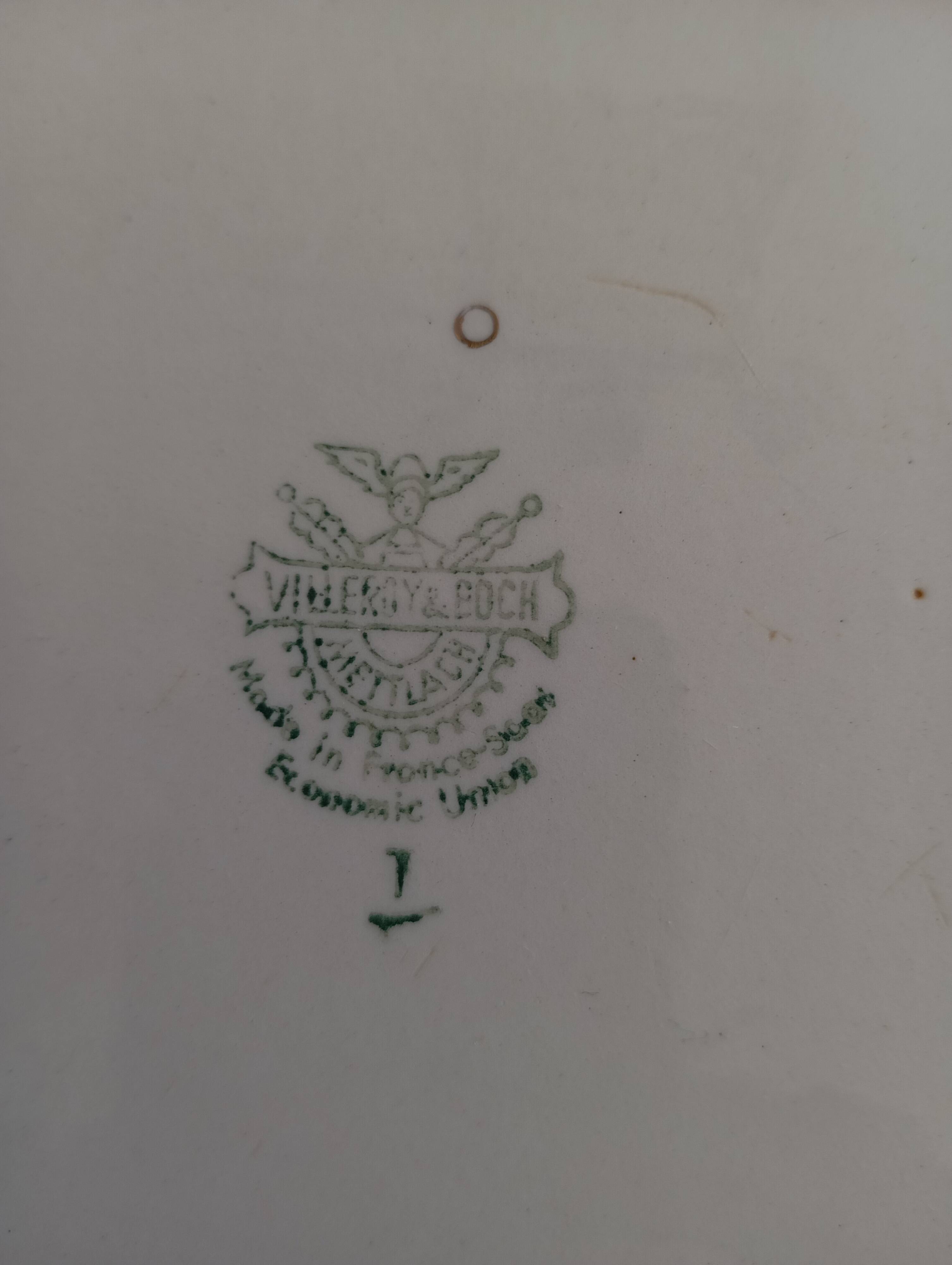 Villeroy & Boch Mettlach celadon and gold oval dish