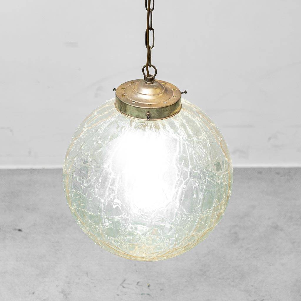 Vintage sphere chandelier in transparent glass and metal – 1960s