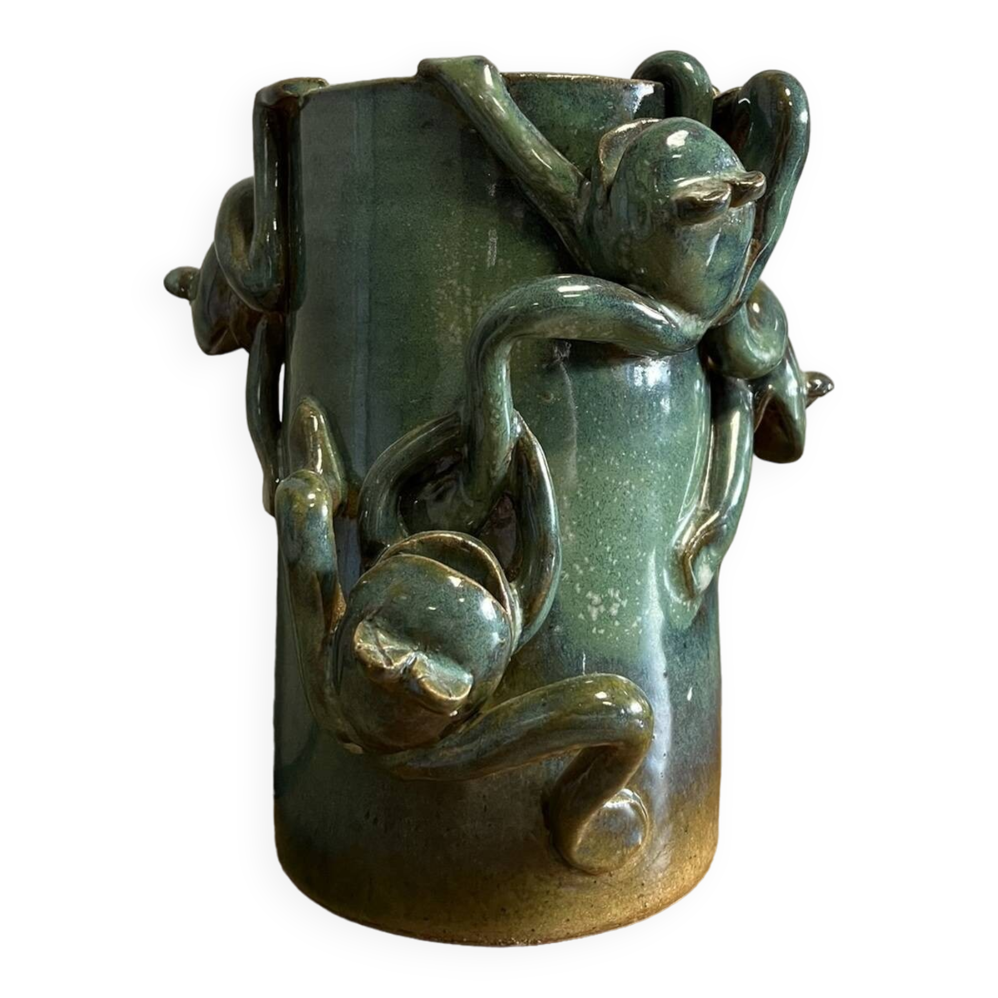 vase with frogs in relief circa 1940