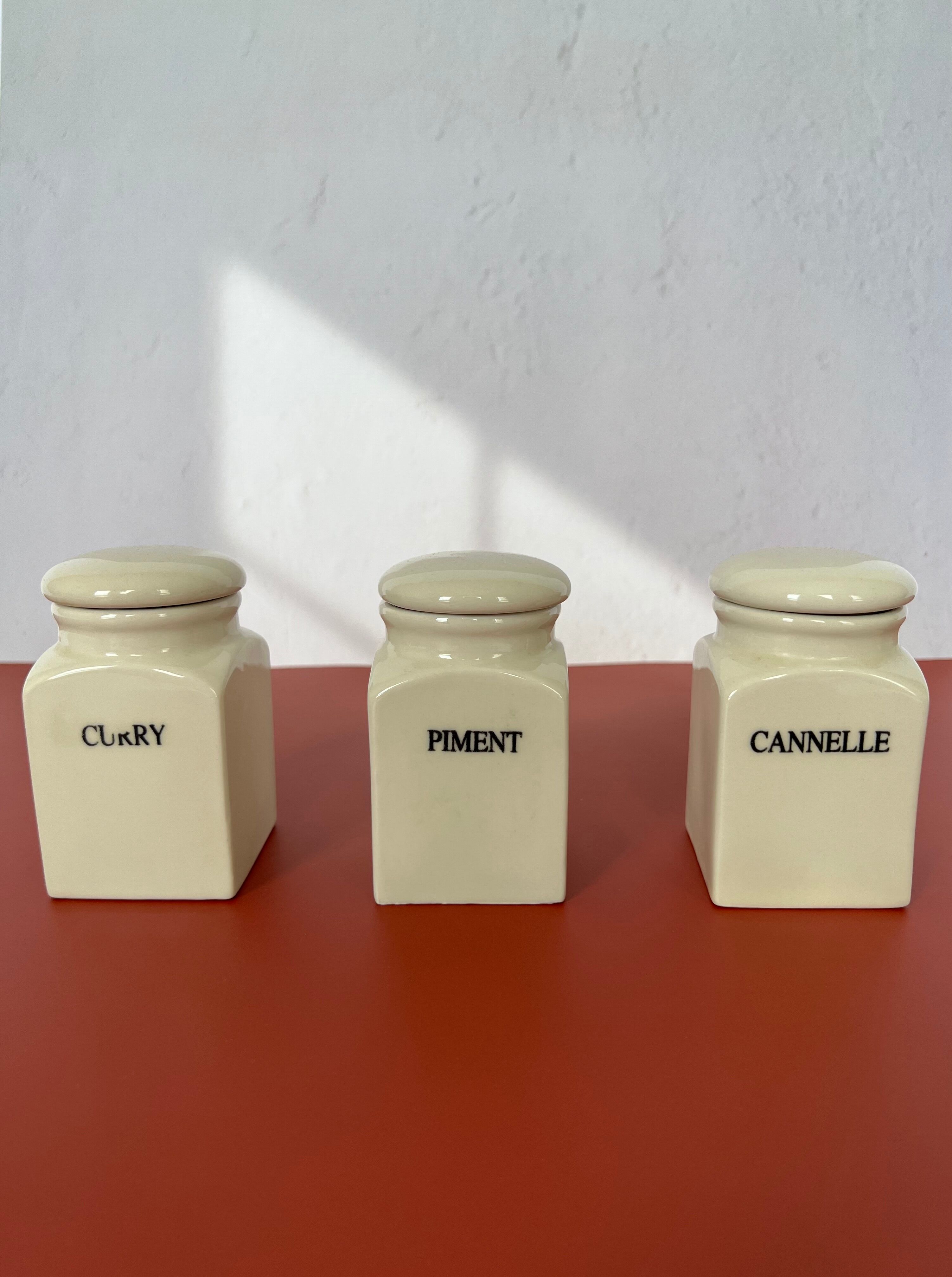 Set of vintage porcelain spice jars