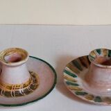 Duo of 50s ceramic hand candle holders
