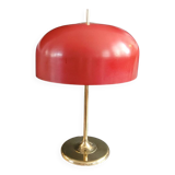 Vintage table lamp with bell shade and brass base