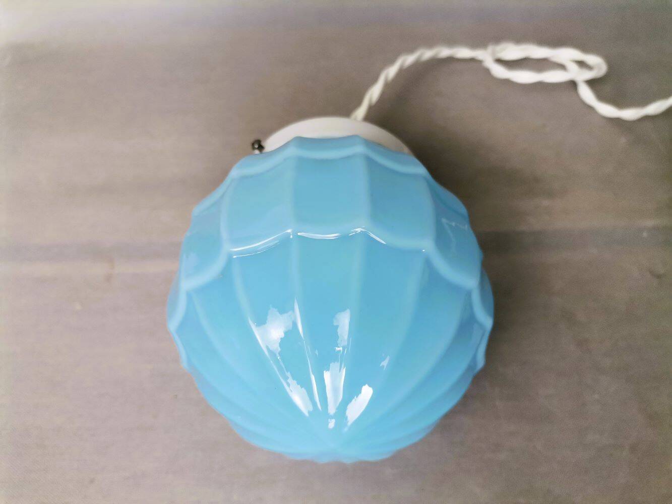 Small Art Deco blue Ceiling Lamp, 1940s