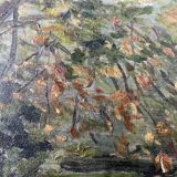 Tableau HSP "L'étang arboré" Parc signé C. Moris 1909