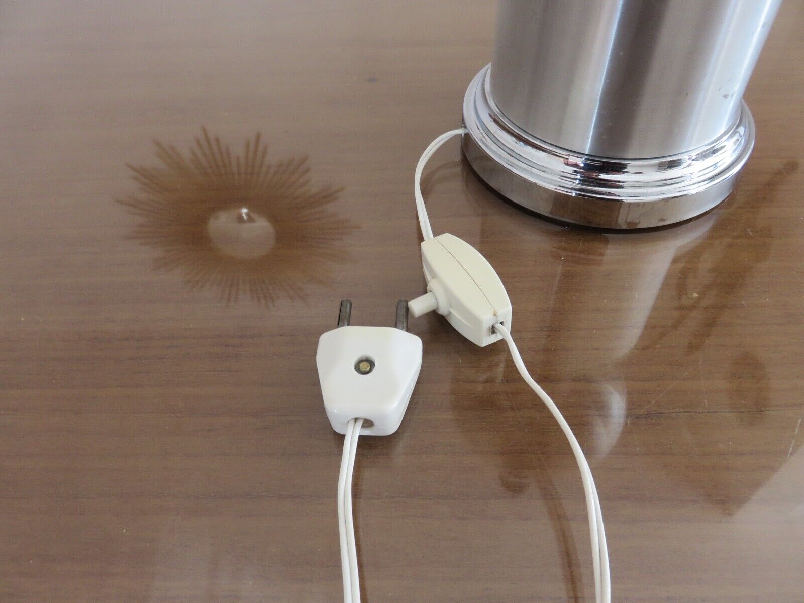 Brushed aluminum lamp and chrome aluminum typical 70s