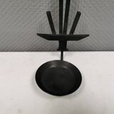 Vintage wall candle holder in wrought iron and hard pressed blue glass.