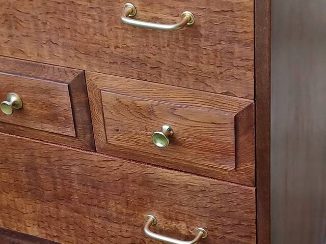 High chest of drawers, Stag brand, 1980s, vintage, United Kingdom