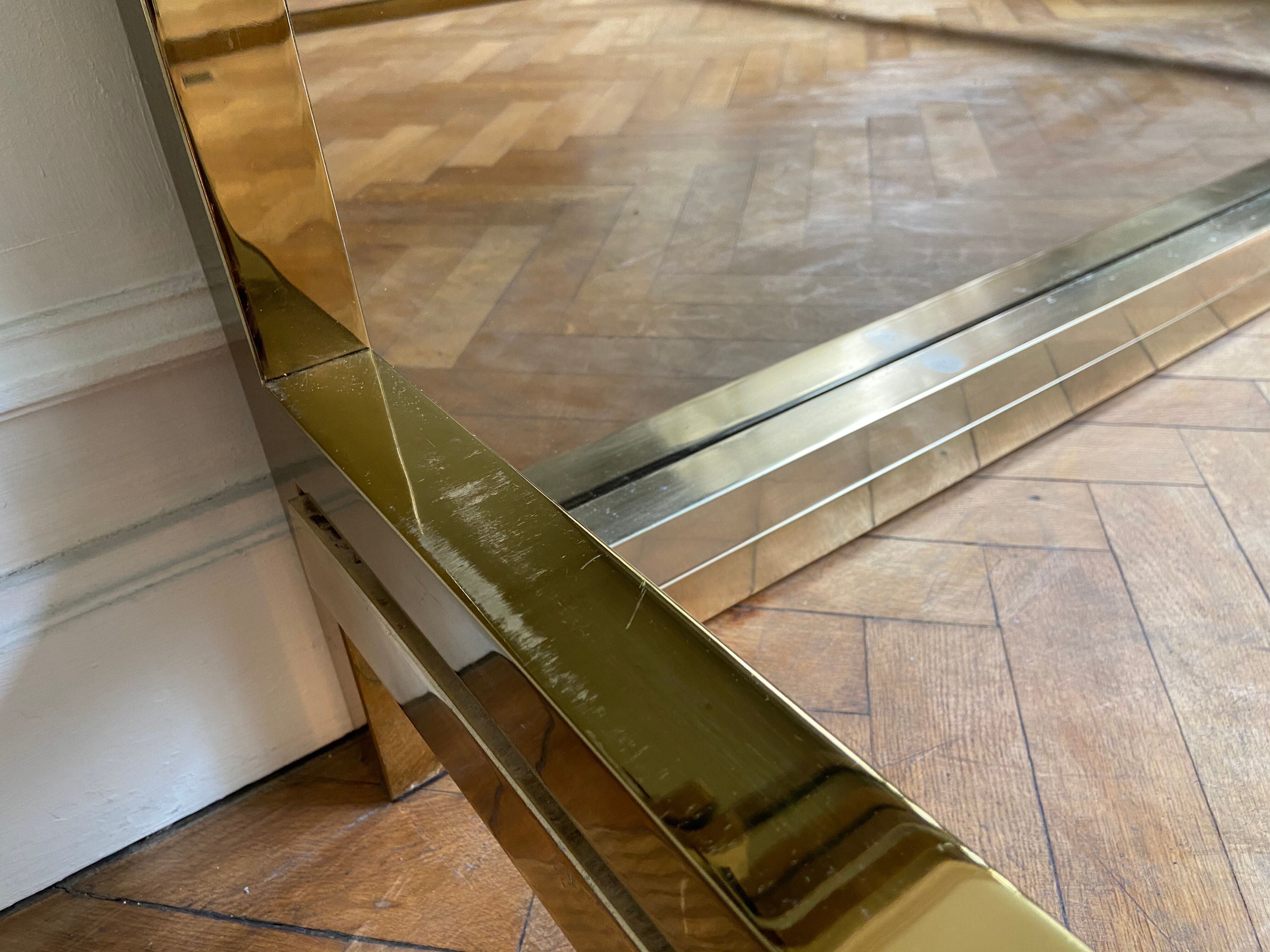 Belgo Chrom bed in gold metal and bronze mirrored headboard, 1970