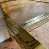 Belgo Chrom bed in gold metal and bronze mirrored headboard, 1970