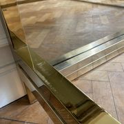 Belgo Chrom bed in gold metal and bronze mirrored headboard, 1970