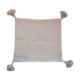 Oreiller pompon marocain crème blanc 48x48cm