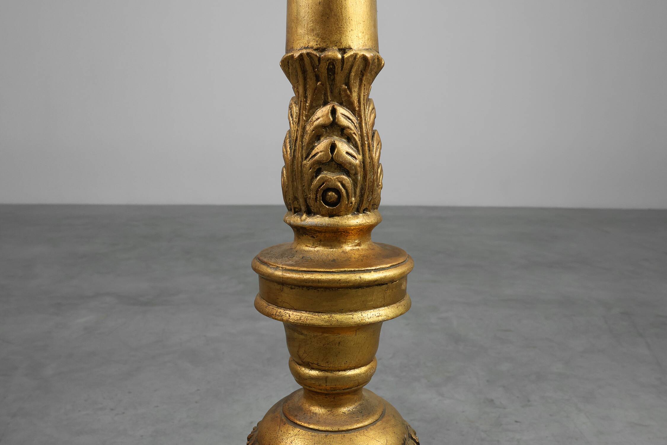Pair of Gilt Wooden Pedestals with Plaster Decoration, France 19th Century