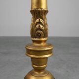 Pair of Gilt Wooden Pedestals with Plaster Decoration, France 19th Century