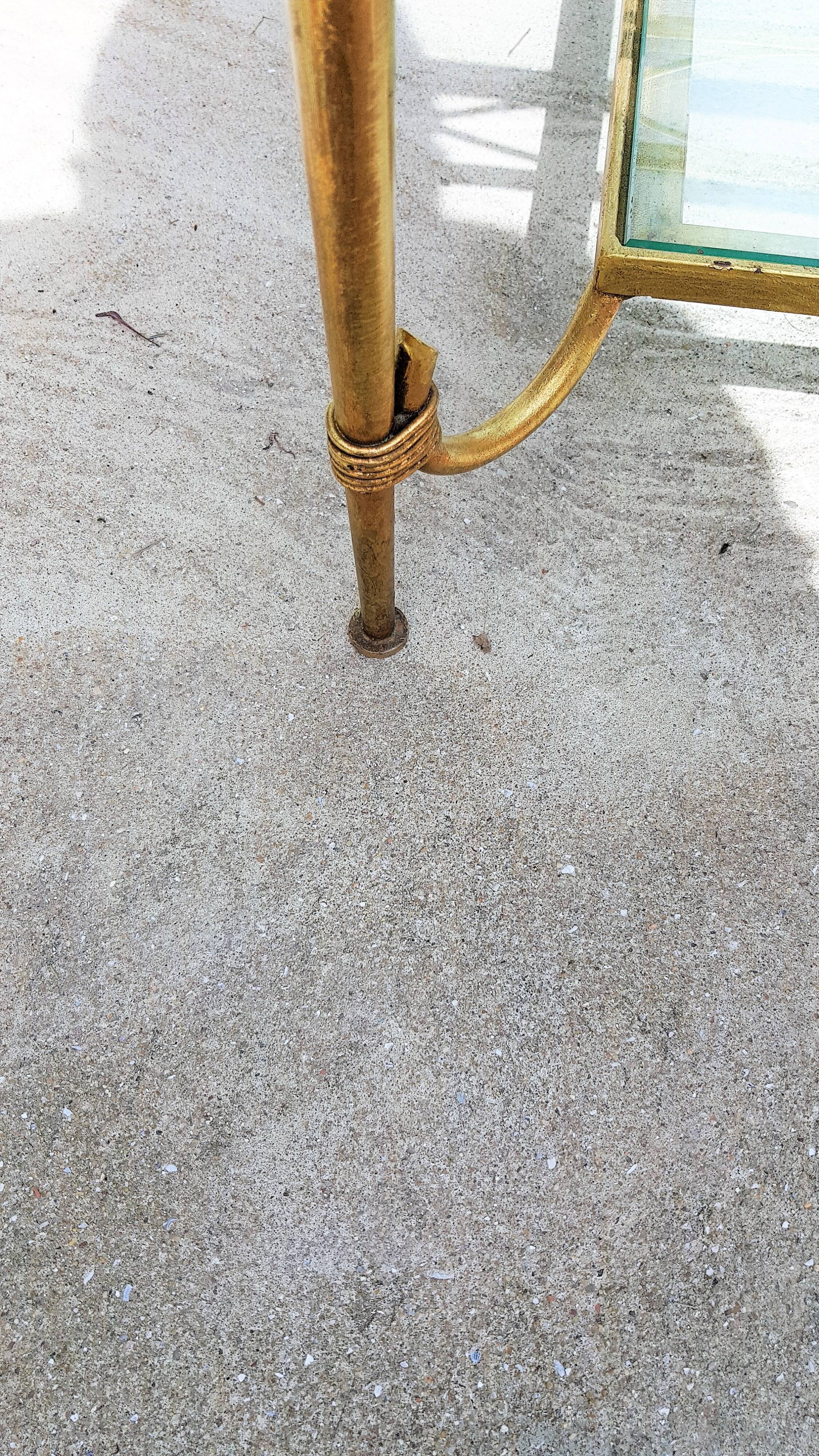 Gold metal and glass coffee table