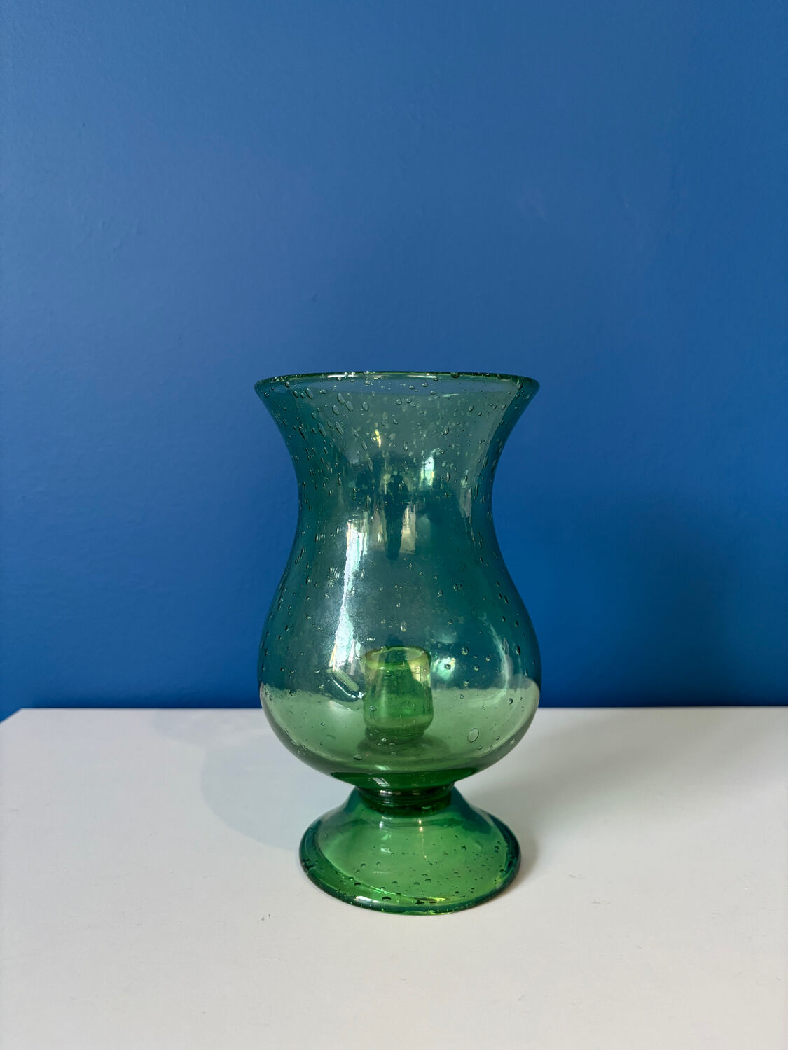 Vintage bubbled glass candle holder