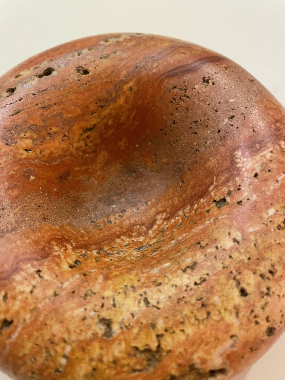 Vintage red travertine ashtray attributed to Sergio Asti for Up&up, Italy, 1970s