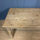 French farmhouse dining table with pine top and oak base