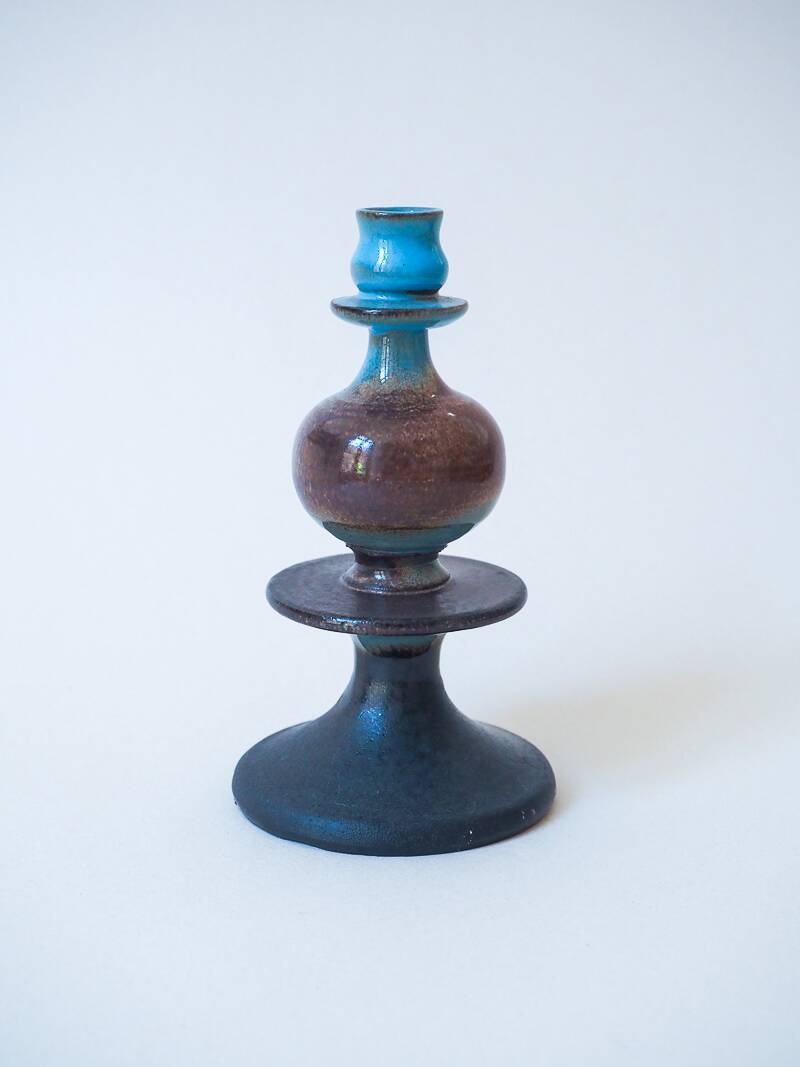 Vintage Vallauris candle holder signed Ferraro in glazed ceramic.