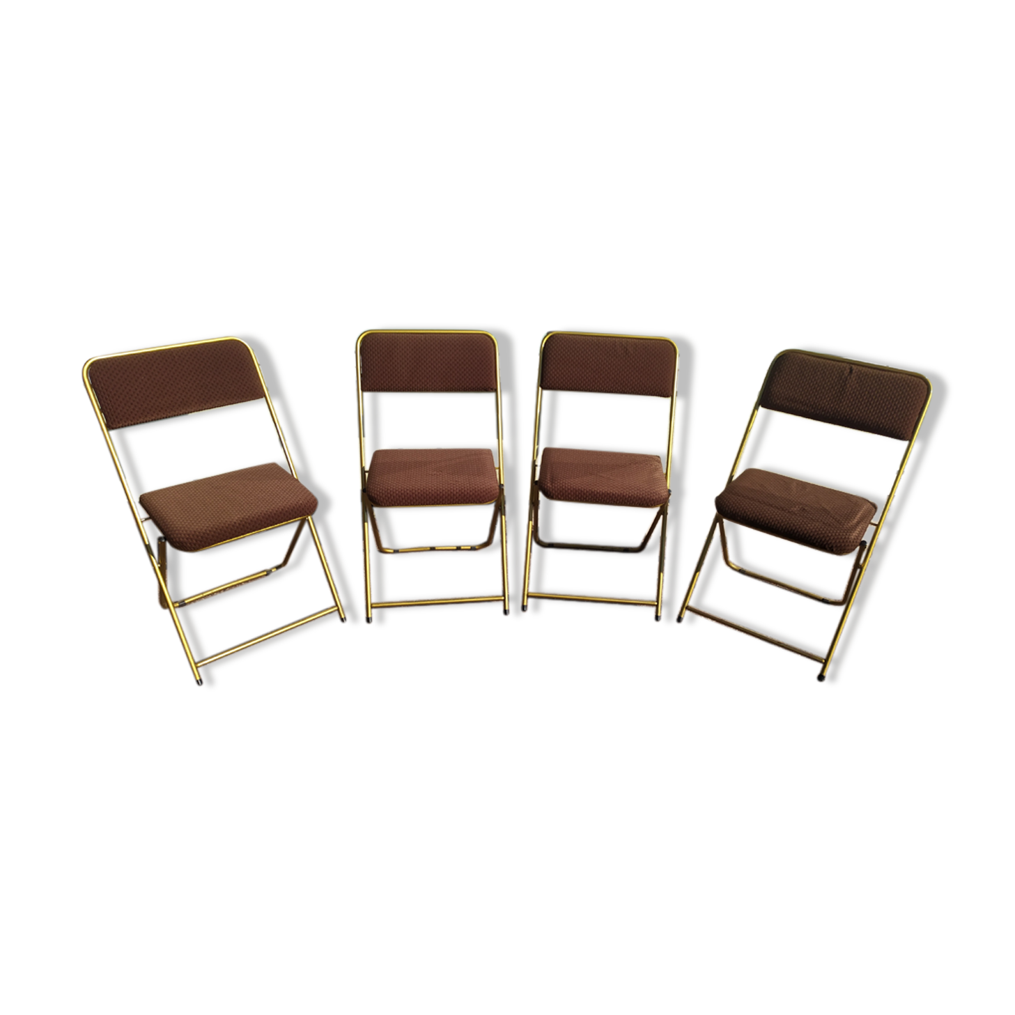 Lot de 4 chaise lafuma pliante damier marron doré