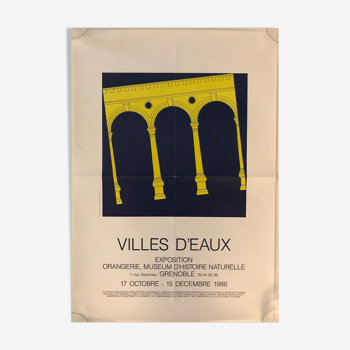 Affiche poster exposition "Villes d'eaux" orangerie et museum d'histoire naturelle de Grenoble