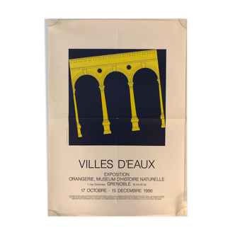 Affiche poster exposition "Villes d'eaux" orangerie et museum d'histoire naturelle de Grenoble