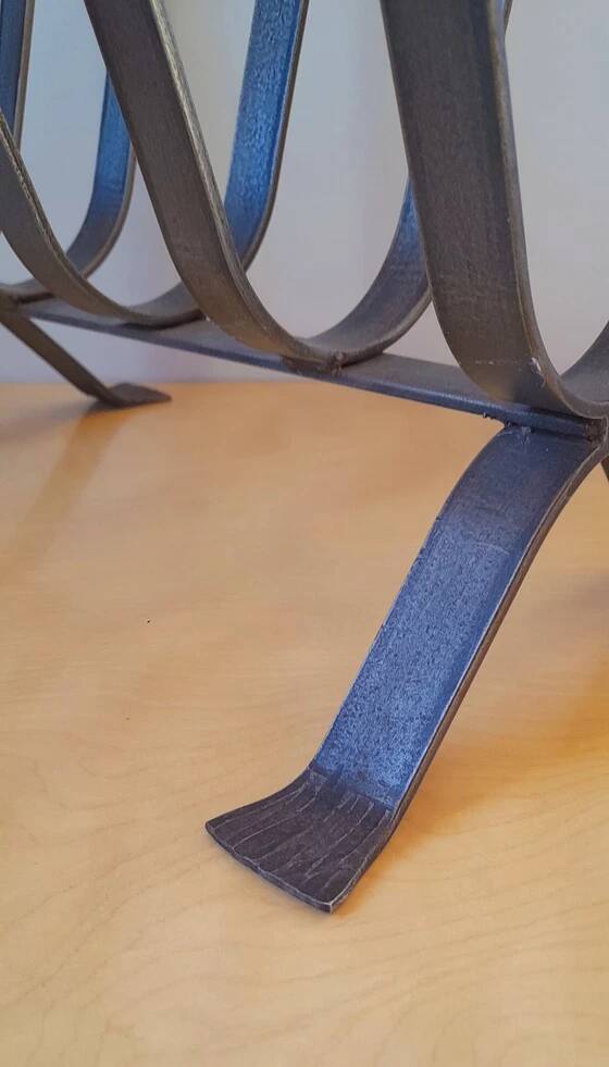 Brutalist Steel Magazine Rack by J. Adnet, 1950.