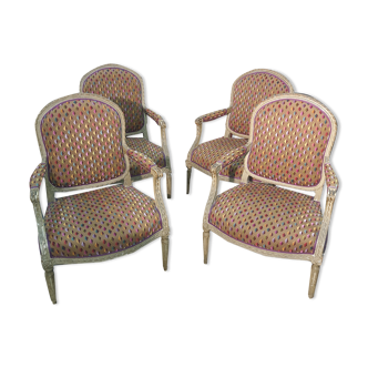 Series of 4 Louis XVI period armchairs