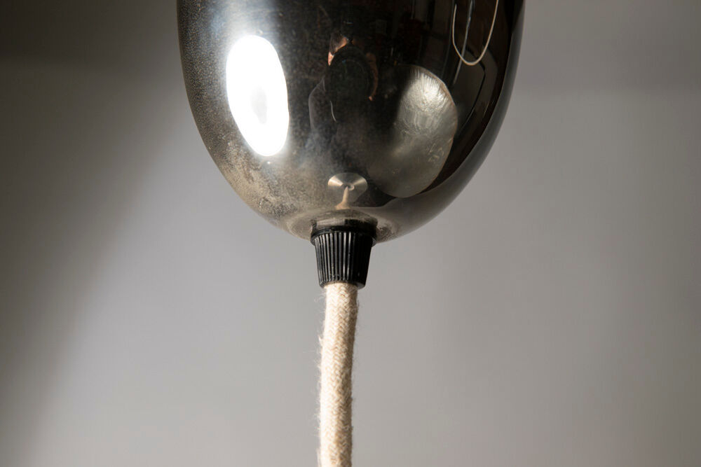 Scandinavian suspension lamp in brushed aluminum