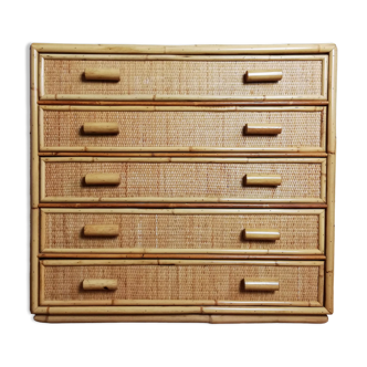 Rattan chest of drawers and woven wicker