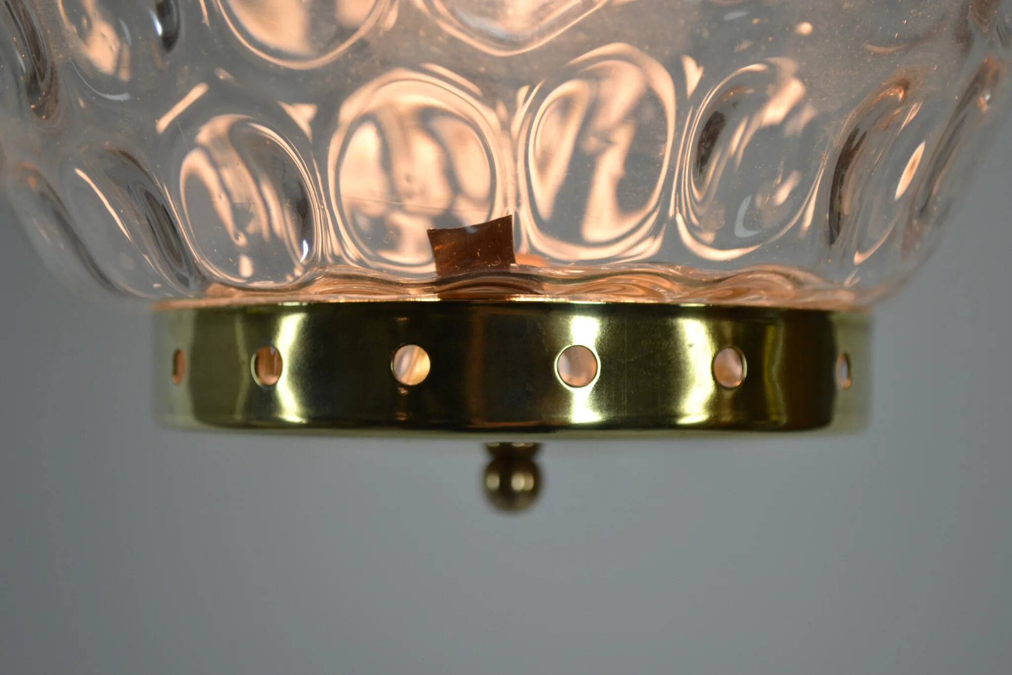 Glass and Brass Pendant Lamp, 1960s, Sweden