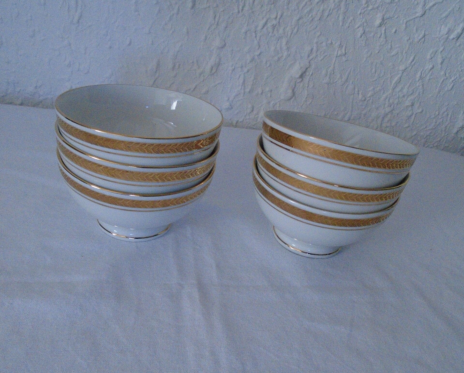 6 bols luxury porcelain france blancs gold border