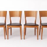Set of 4 Italian Chairs by DAL1923, 1980s, Elm Wood, Black Faux Leather