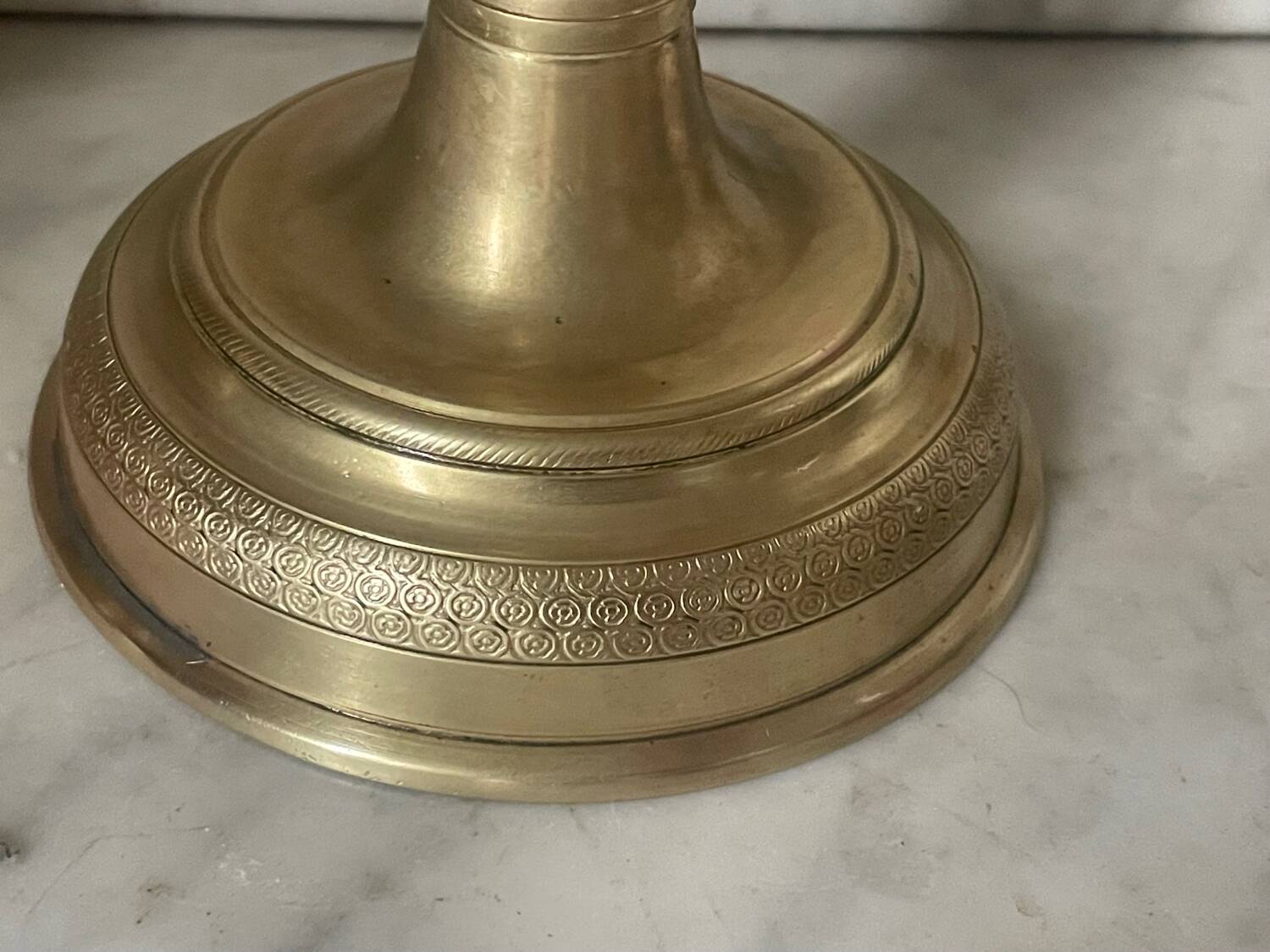 Antique pair of gilded bronze candlesticks