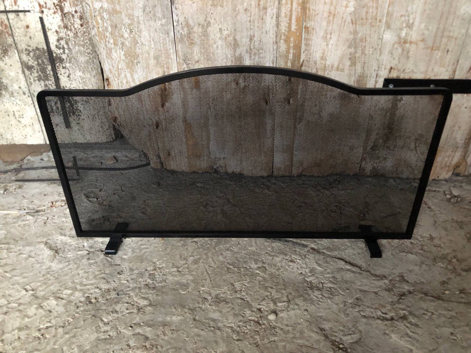 Black Metal Fireplace Fire Screen Vintage Mesh #A609