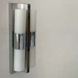 Vintage chrome and opaline metal wall light, Germany 1960
