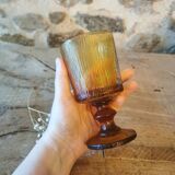 6 verres à pied en verre ambré Codec, années 70